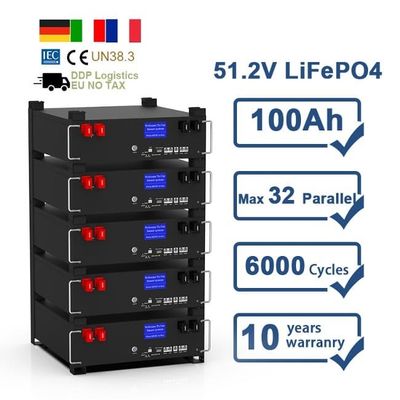 51.2V 100Ah BMS 5kw Diy LiFePO4 Складируемые домашние батареи для хранения солнечной энергии